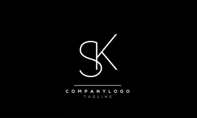 Abstract Letter Initial SK KS Vector Logo Design Template