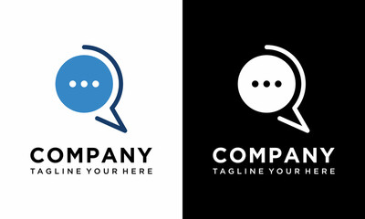 Creative Bubble Chat Concept Logo Design Template on a black and white background.