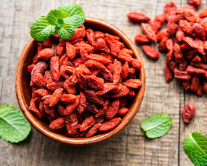 Dry red goji berries for a healthy diet.