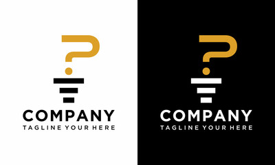 lamp logo and question mark letter design vector template on a black and white background.