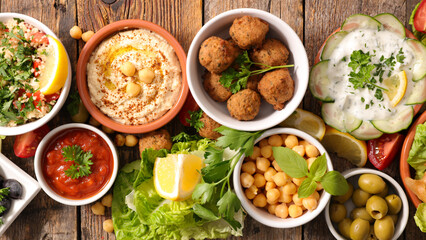 various of lebanese food-topview