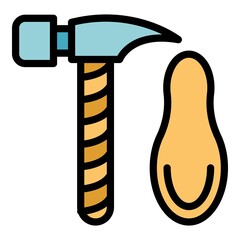 Repair shoe hammer icon. Outline repair shoe hammer vector icon color flat isolated