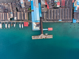Fototapeta na wymiar aerial view of harbour tanjung uban city, bintan island