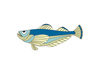 ハタハタのイラスト（ブルー）