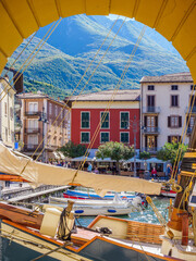 Obraz na płótnie Canvas Malcesine harbor on Lake Garda