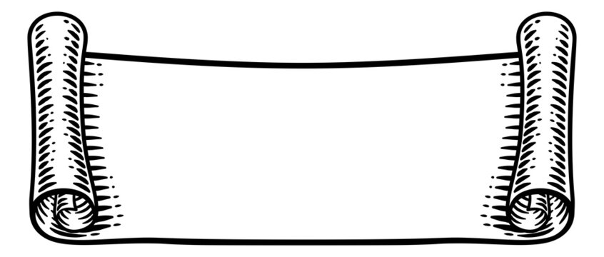 recommend clip art: Scroll Paper Banner Ribbon Woodcut Etching