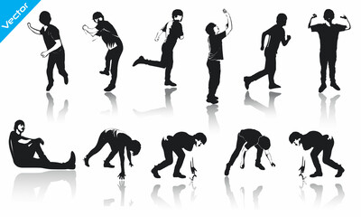 Silhouette vector template of a man Exercise on a white background