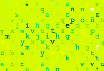 Light green, yellow vector texture with ABC characters.