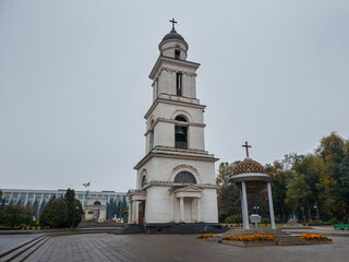 The bell tower near the Metropolitan Cathedral Nativity of the Lord with the view to the Triumphal...