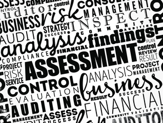 ASSESSMENT word cloud collage, business concept background