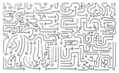 hand drawn vector set of arrow.