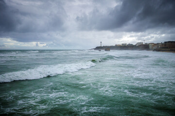 Seaside and beach of the city of Biarritz