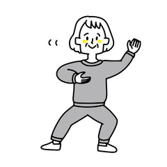 太極拳をしている高齢の女性