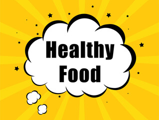 Healthy Food in yellow bubble background