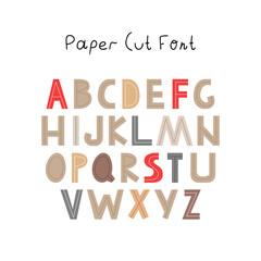 Paper cut colorful typeface. Trendy, modern alphabet background in vector.