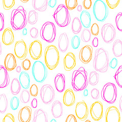 Seamless vector pattern with abstract modern doodles. Bright summer print. Trendy colorful background. Vintage geometric doodles.	