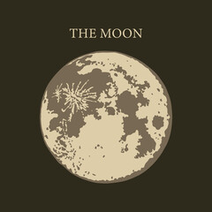 The Moon, Moon Phases in modern colors, contemporary aesthetic poster, background or card template in popular art style