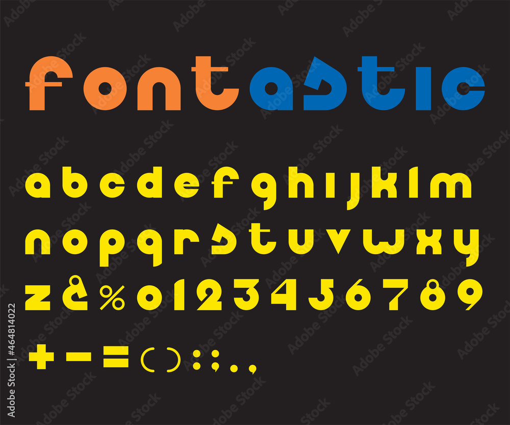 Fototapete vector font. collection of letters, numbers and punctuation marks
