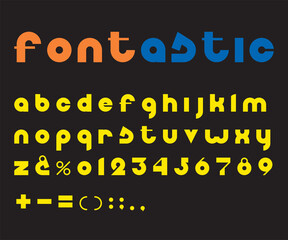 Vector font. Collection of letters, numbers and punctuation marks
