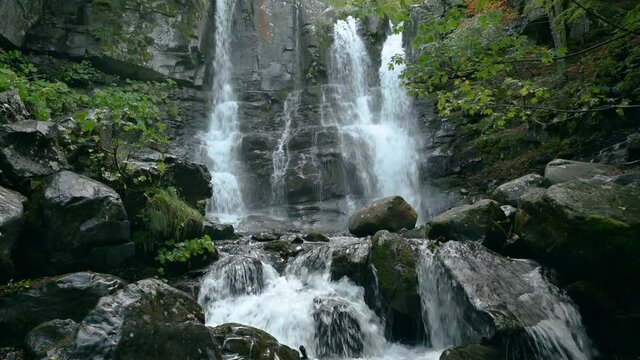 The beautiful Dardagna waterfalls, Corno alle Scale natural park, Lizzano in Belvedere, Italy