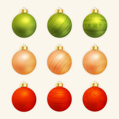 Realistic elegant Christmas balls collection