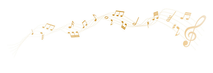 gold vector sheet music - musical notes melody on white background © agrus