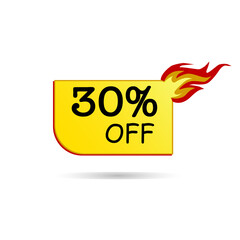 Small banner hot offer 30% discount, Tag shopping lucrative offer fire, shops and online shopping