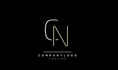 Abstract Letter Initial CN NC Vector Logo Design Template