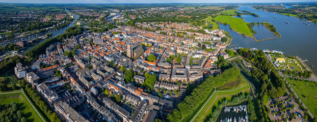  Aerial view around the city Gorinchem in netherlands on a sunny day in summer 