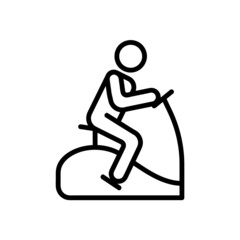 Exercise bike flat icon. Pictogram for web. Line stroke. Sport ewuipment isolated on white background. Vector eps10