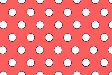 red background with white polka dots	