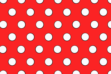red background with white polka dots	