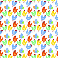 Easter pattern with birds and eggs