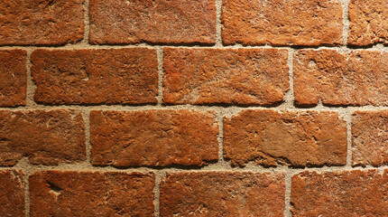 Close-up red brick pattern texture background in dark light.