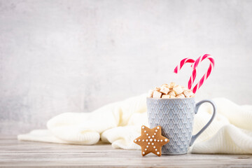 Christmas candy cane cozy background.