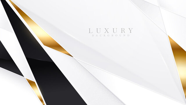 White contrasts with black and gold, Polygon luxury style abstract background, Modern certificate design and banner cover concept.