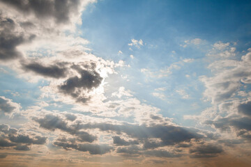 Cloudscape. Sun behind the clouds.