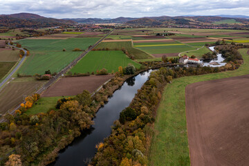 Agriculture in the Werra Valley at Herleshausen between Hesse and Thuringia