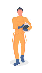 Cosmonaut semi flat color vector character. Walking figure. Full body person on white. Space exploration isolated modern cartoon style illustration for graphic design and animation