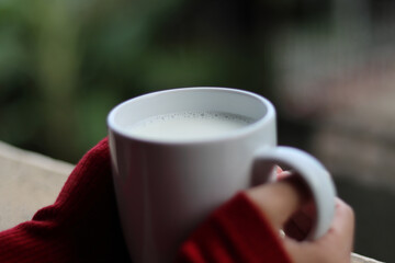 A cup of warm milk in the morning.