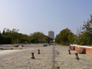 View of the centenary park in Marseille with nobody. Provence.