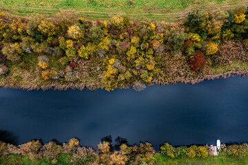 The Werra River from above in the fall time