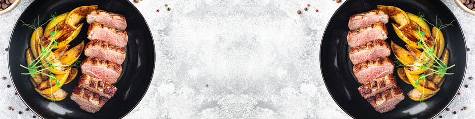 duck breast second course fresh ready to eat meal snack on the table copy space food background rustic 