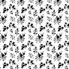 pattern of black leaves on a white background