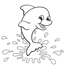 fun happy cute dolphin coloring book image