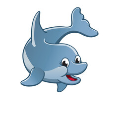 happy cute smiling cartoon dolphin