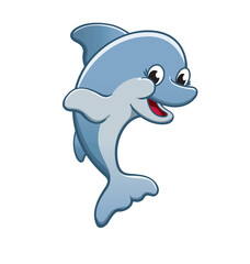 happy cute smiling cartoon dolphin