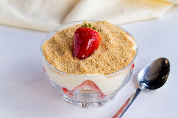 Strawberry magnolia dessert on a white background