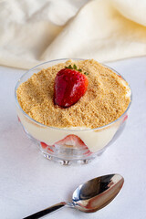 Strawberry magnolia dessert on a white background