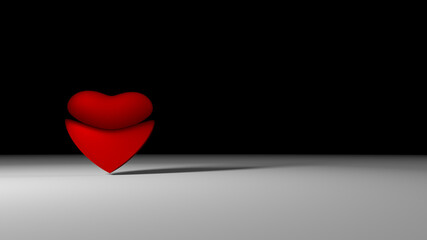 heart background illustration, red heart on black and white background